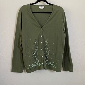 Vintage 90s Green Fairycore Forest Fairy Cottagecore Cardigan L Whimsical Goblin